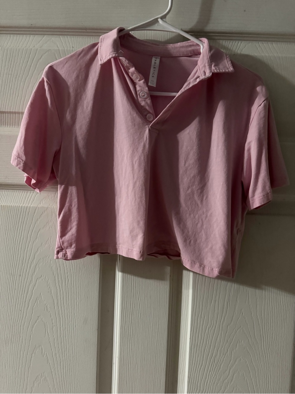 Fabletics Light Pink Cropped Polo Top